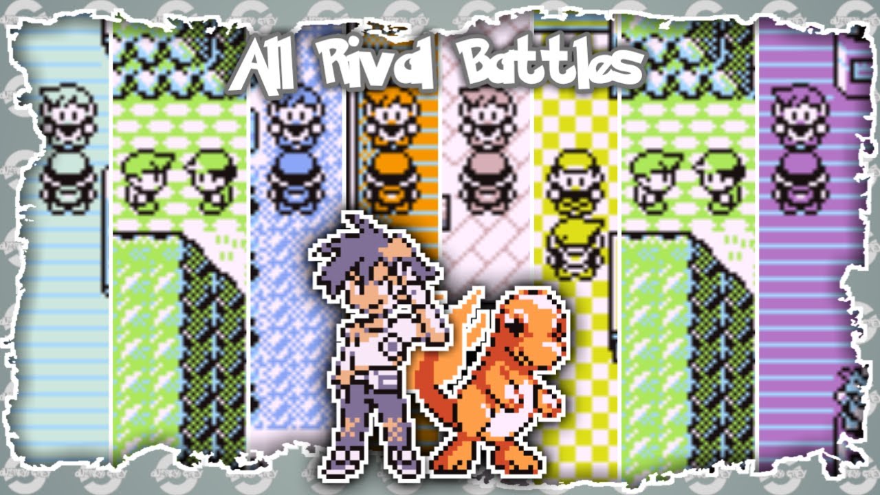 Pokemon Red and Blue - All Rival Battles with his partner Charmander