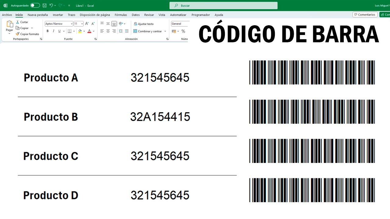 ✅Crear CÓDIGO DE BARRAS en Excel  [GRATIS] 2024