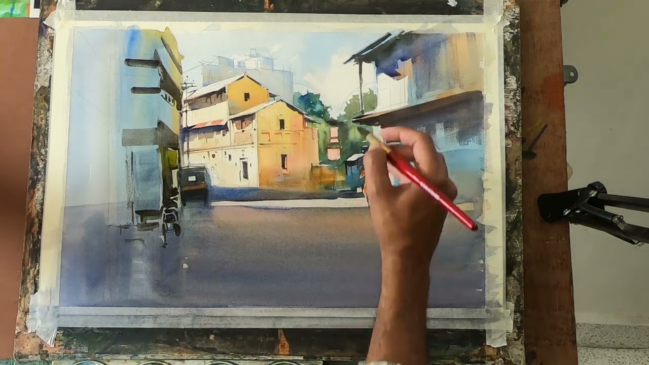 Peth Area (Pune) - Demo by Milind Mulick | Watercolor Painting | Watercolor Drawing