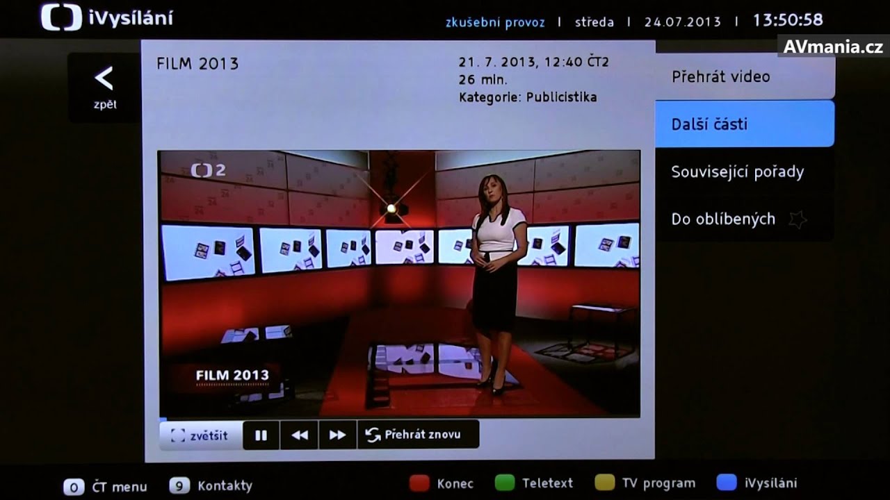 Ukázka iVysílání v HbbTV České televize