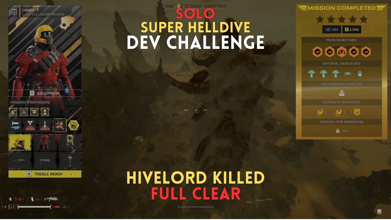 I COMPLETED THE DEV CHALLENGE SOLO - Helldivers 2