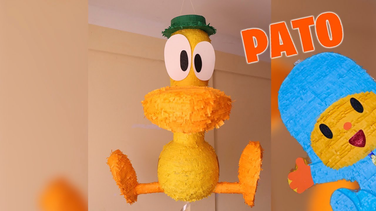 como hacer una piñata PATO de pocoyo de cartón DIY