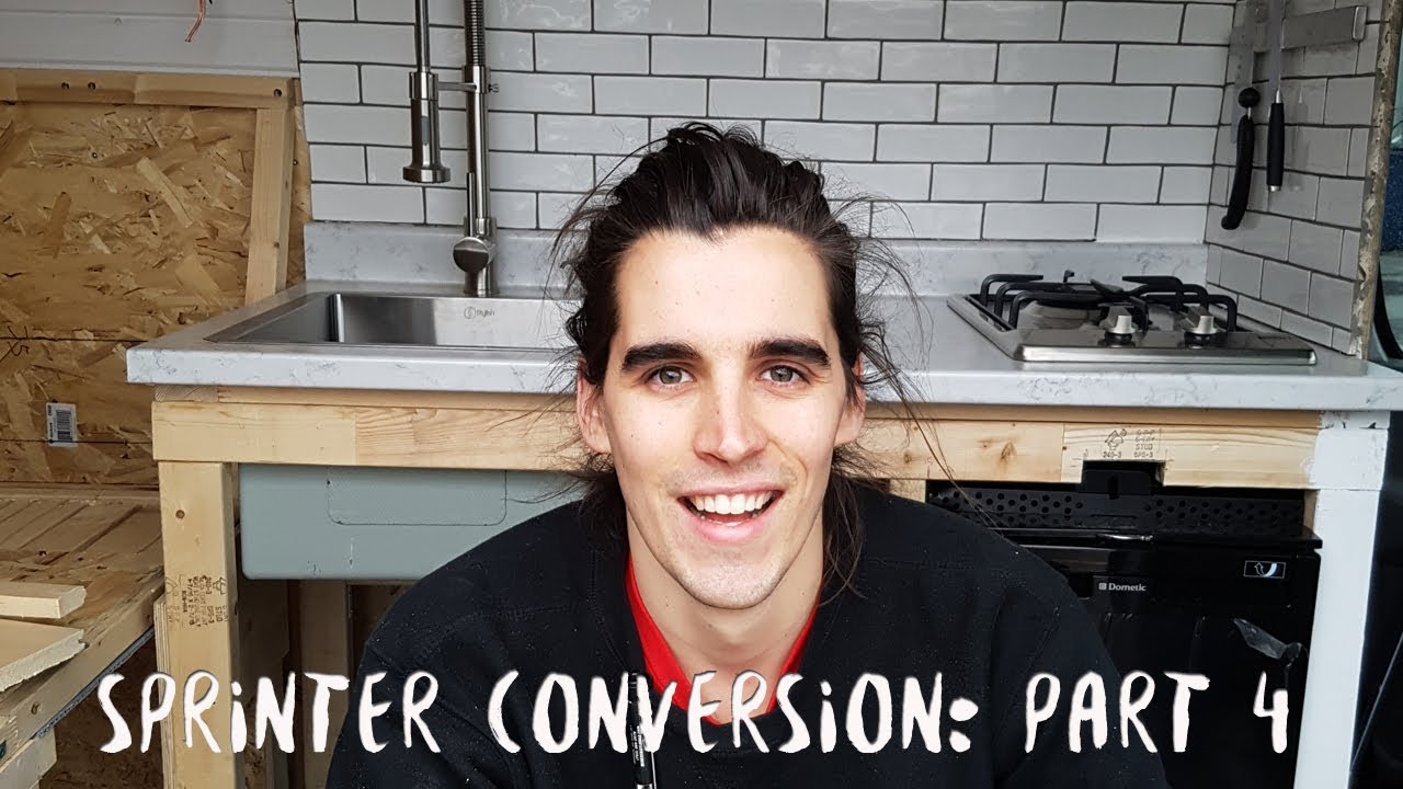 Converting a Sprinter Van | Part 4 of 6 | Subway Tiles, Cupboards, Sink, Summit Stove