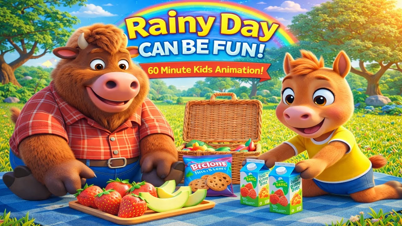 Bison Family Funtime Rainy Day Can Be Fun! 🌧️ Kids Animation About Family, Play & Learning