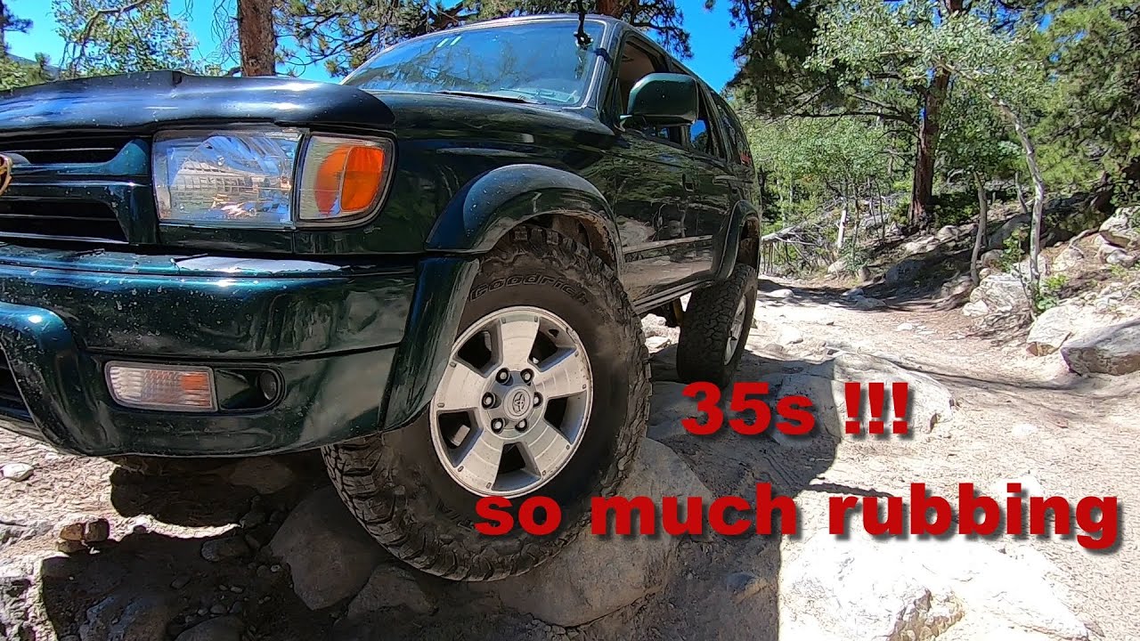 3rd gen 4runner on 35s. SO MUCH RUBBING! need to do more trimming