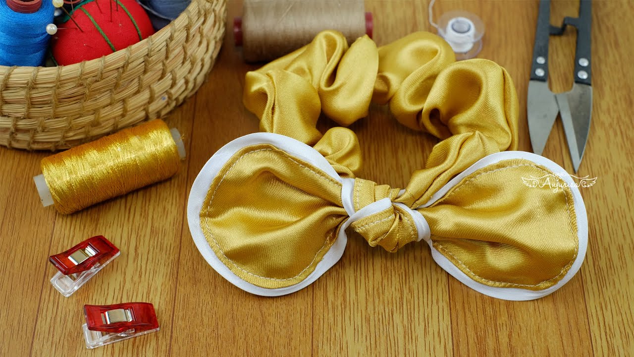 Bow Tie Scrunchie Pattern ❤️ How I make Scrunchies with Satin Fabric