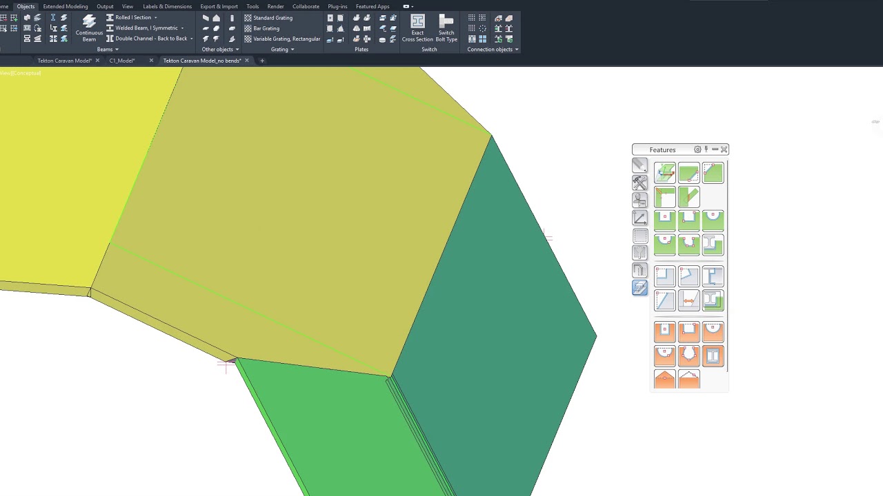 Create a miter on a folded plate (Advance Steel)