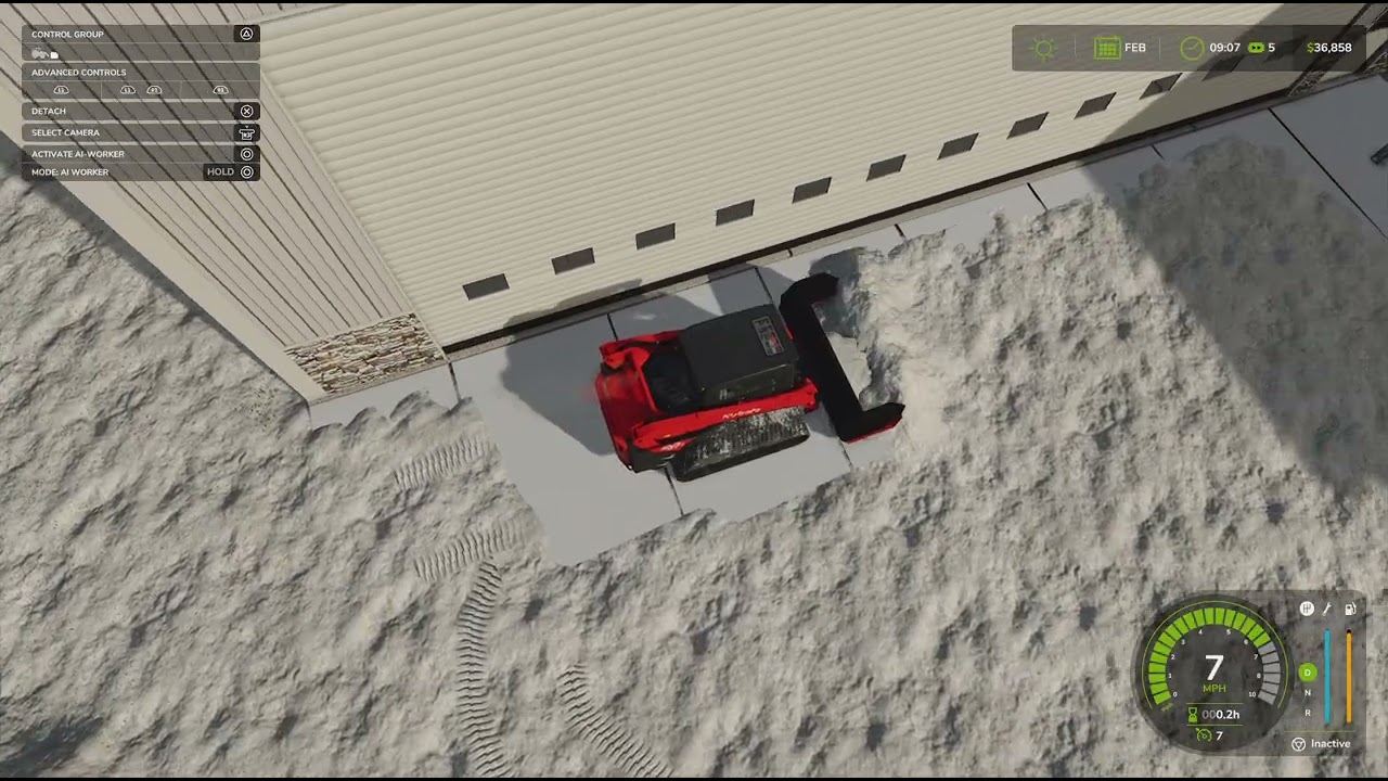Plowing snow in Farming Simulator 25 🚜🚜