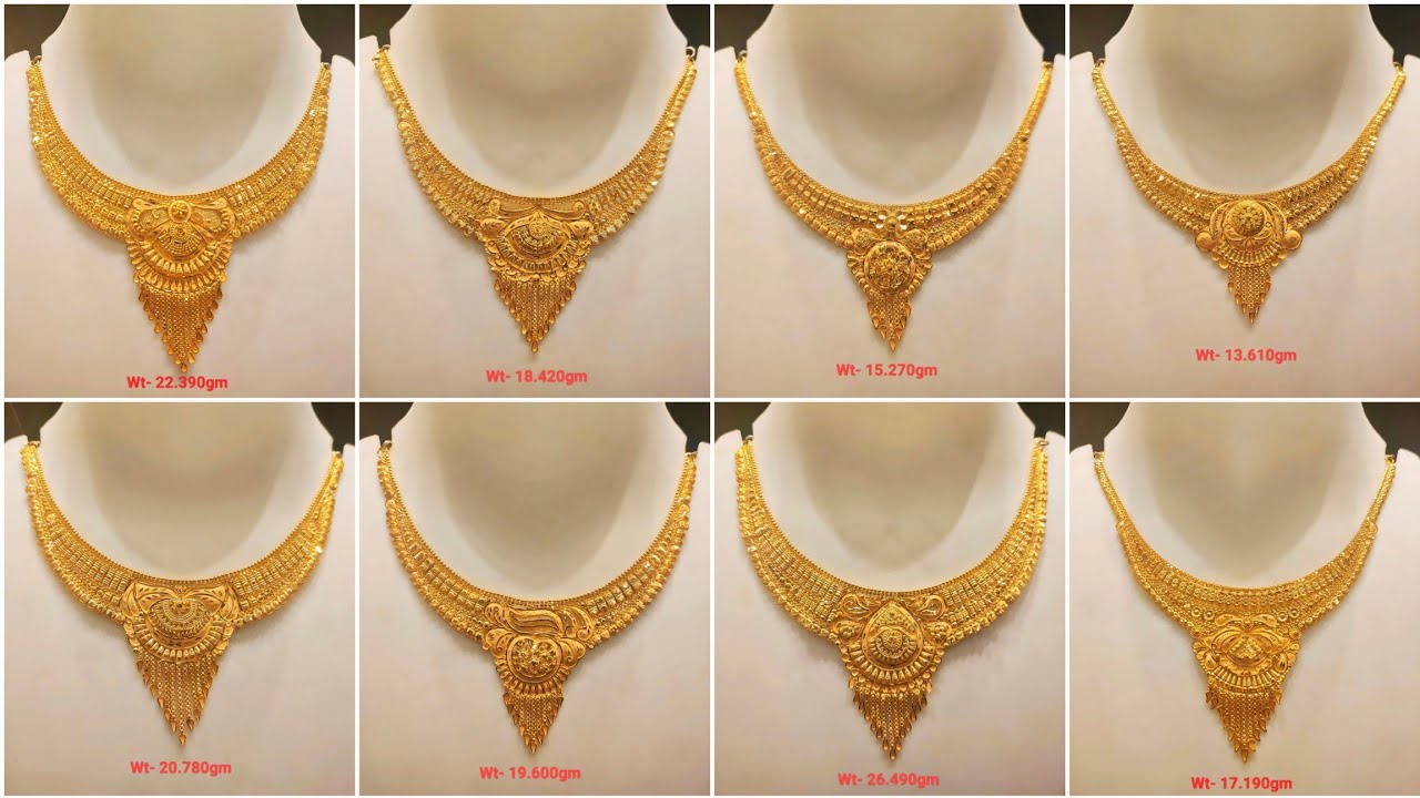 Necklace | 22ct Gold Simple & Elegant Designs Necklaces | Gold Necklace Designs With Price & Weight