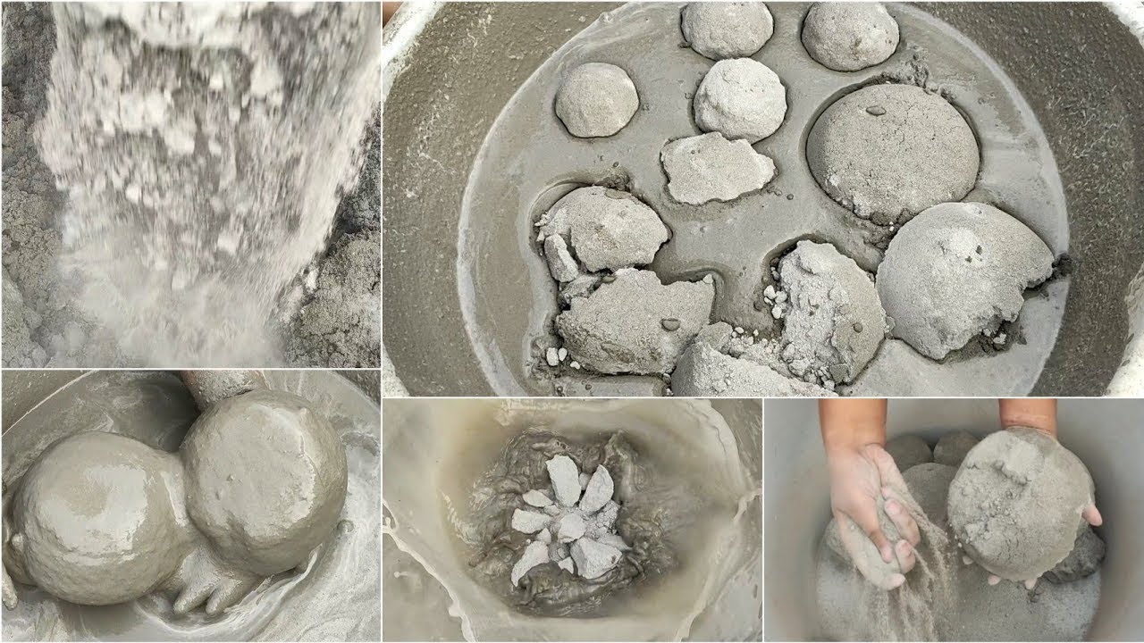 ASMR: super duper soft dusty pure cement+sand shapes+balls crumble dry+water/oddlysatisfying