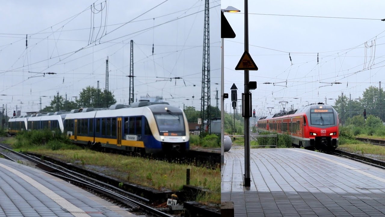 Krefeld Hbf; passing RheinRuhrBahn & DB Regio trains (20250524) (2 Clips)