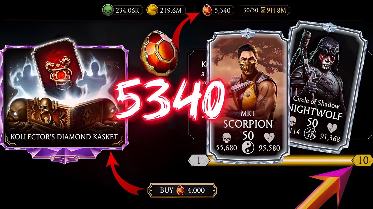 Spending 5340 Dragon Krystals Mortal Kombat Mobile | Kollector&rsquo;s Diamond Kasket Pack X12 🐲