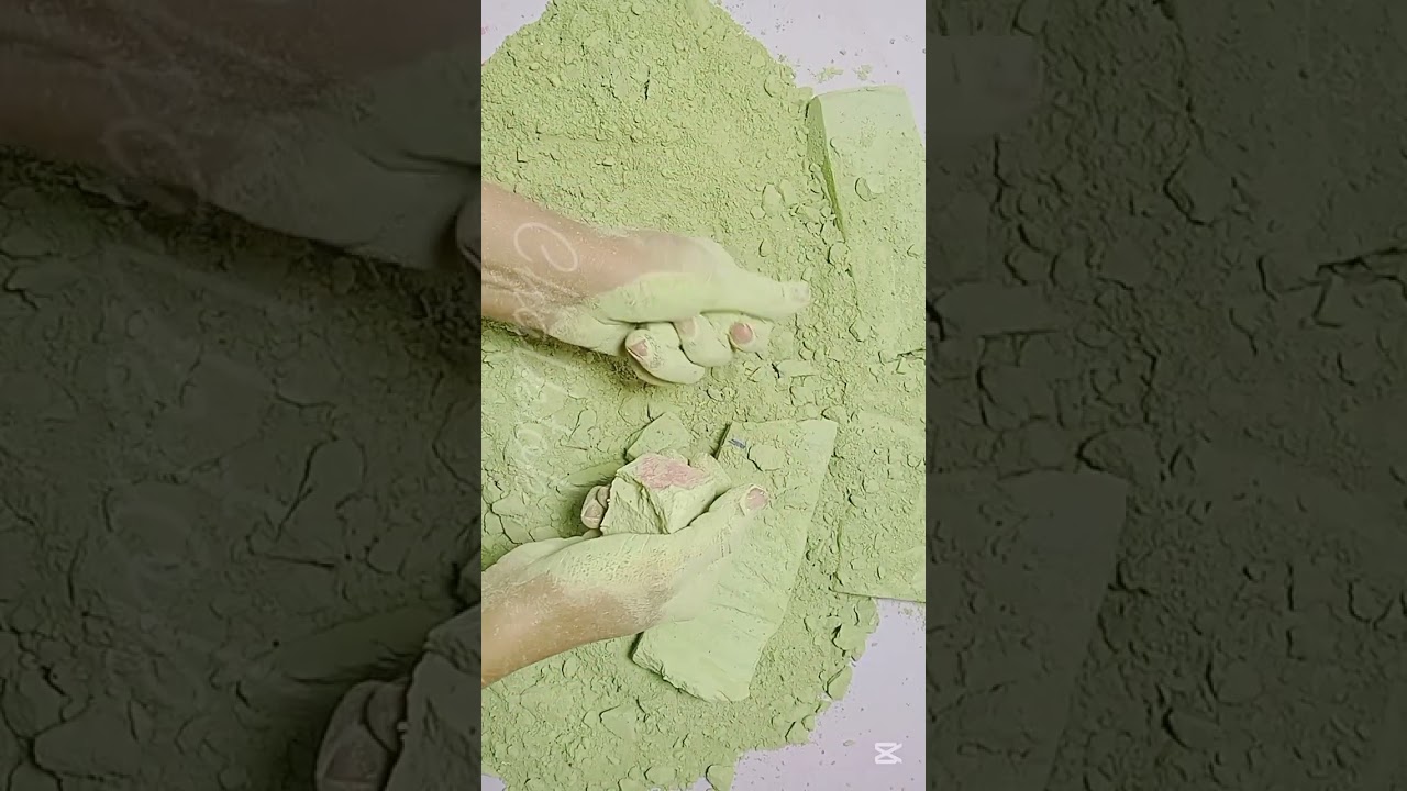 Green Soft gymchalk crushing | oddly satisfying | ASMR
