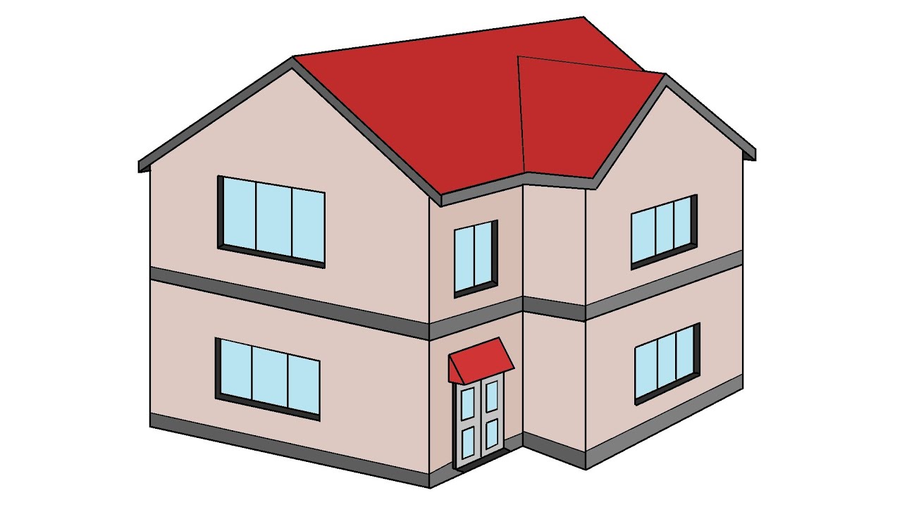 How to draw Beautiful House / Home in computer using Ms Paint | House Drawing.
