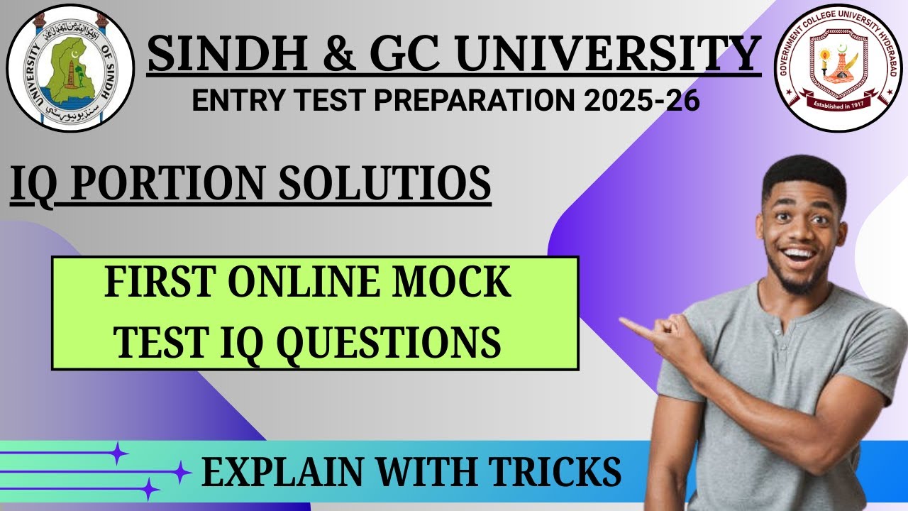 Intelligence Questions Portion Solutions || 1st Online Mock Test for Sindh & GC University Hyderabad