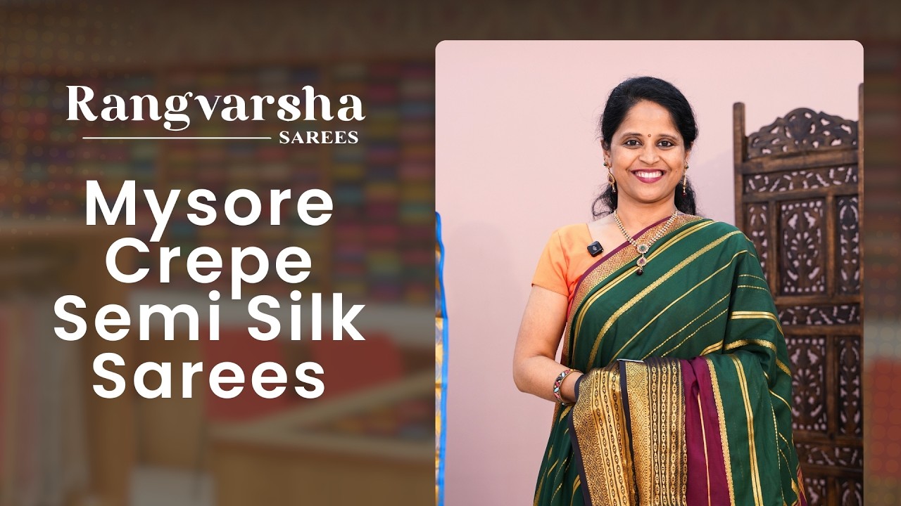 Mysore Crepe silk sarees-Rangvarsha sarees- Elegant Mysore semi  silk sarees-Attractive colours!