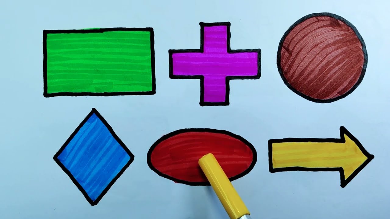 Learn Shapes, Colors for Kids & Toddlers 2d shapes colors for toddlers, Rectangle Cross Circle 
