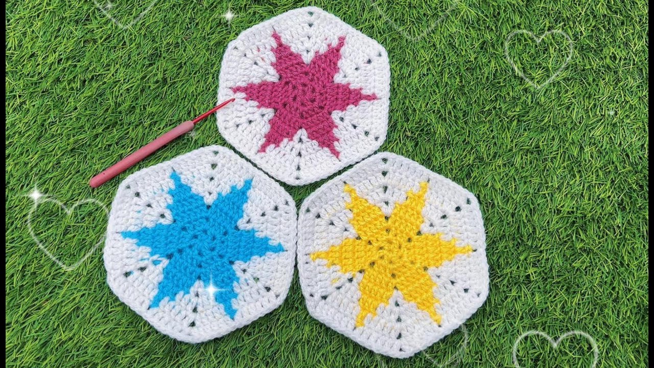 Beautiful Star Hexagon  Crochet Pattern  for Blanket | Beginners-Friendly Tutorial.