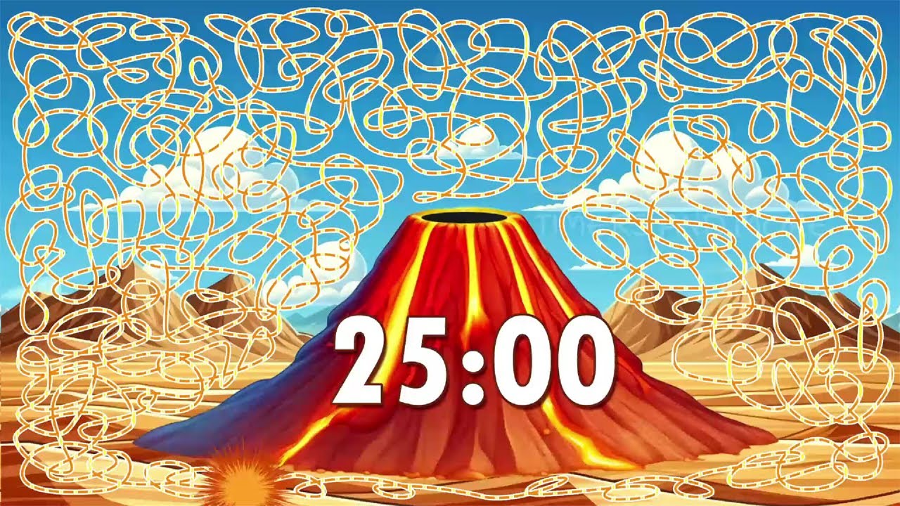 25 Minute Volcano 🌋 Timer Bomb 💣 | Confetti Eruption