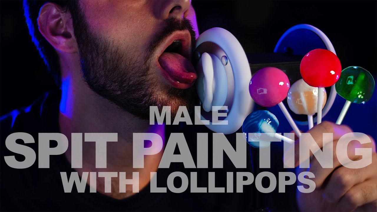 ASMR Male Spit Painting With Lollipops 3Dio - Beard ASMR