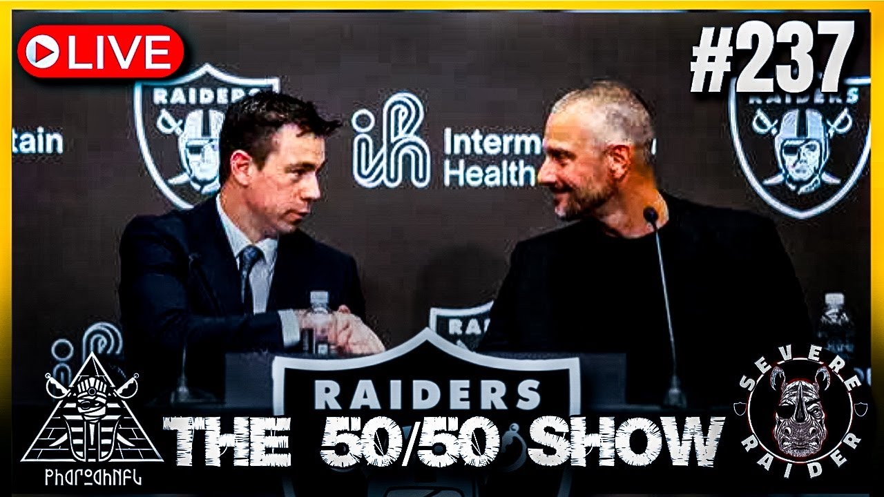 LIVE🚨50/50show🏴‍☠️Kubiak Official Presser! Maxx unhappy? Latest #RaiderNation news, rumors & more