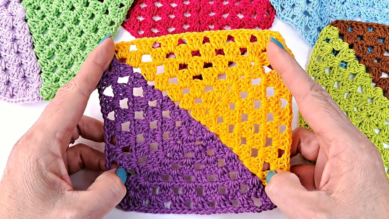 👌GRANNY Square DIAGONAL en 2 colores  ¡UNIÓN INVISIBLE!