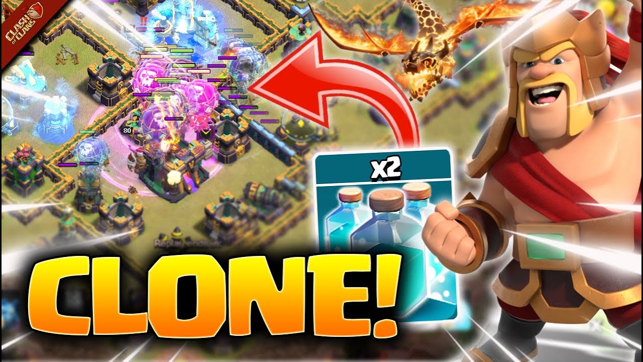 Super Dragon Clone Spell COC !! Th14 Super Dragon Attack Strategy Clash of Clans | Dz Clashing