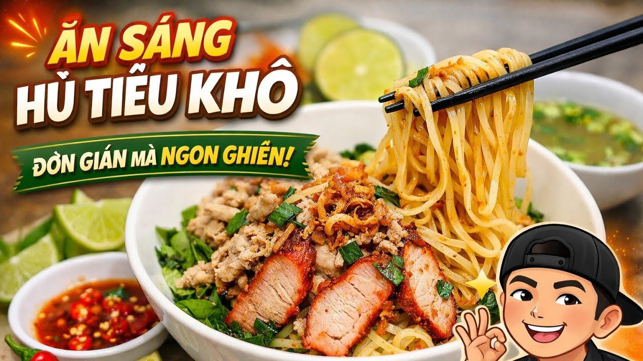 Hủ tiếu khô ăn sáng – món quen mà lúc nào cũng ngon/ luân 94 vlog 