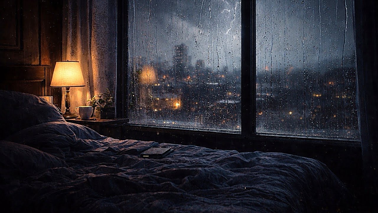 Cozy Bedroom Rain on Window (2 Hours) 🌧️ | No Music | Sleep Sounds
