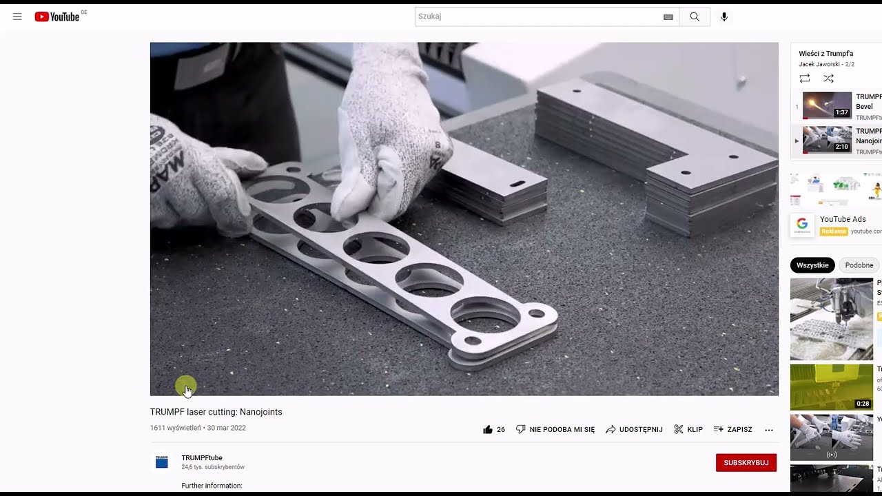 TruTopsBoost - Konfiguracja maszyny i sposób programowania mikropołączeń typu Nanojoint