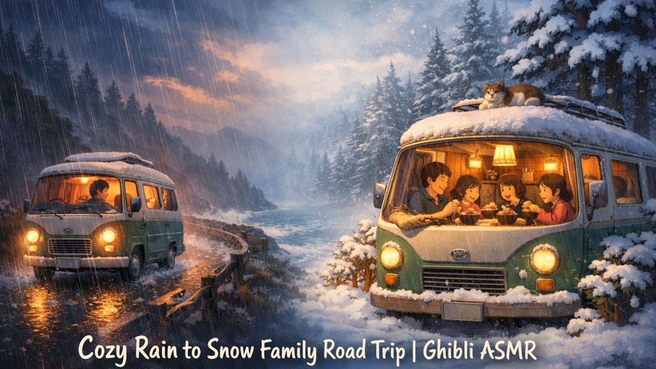 From Heavy Rain to Snowstorm | Heartwarming Family Road Trip Ghibli Style