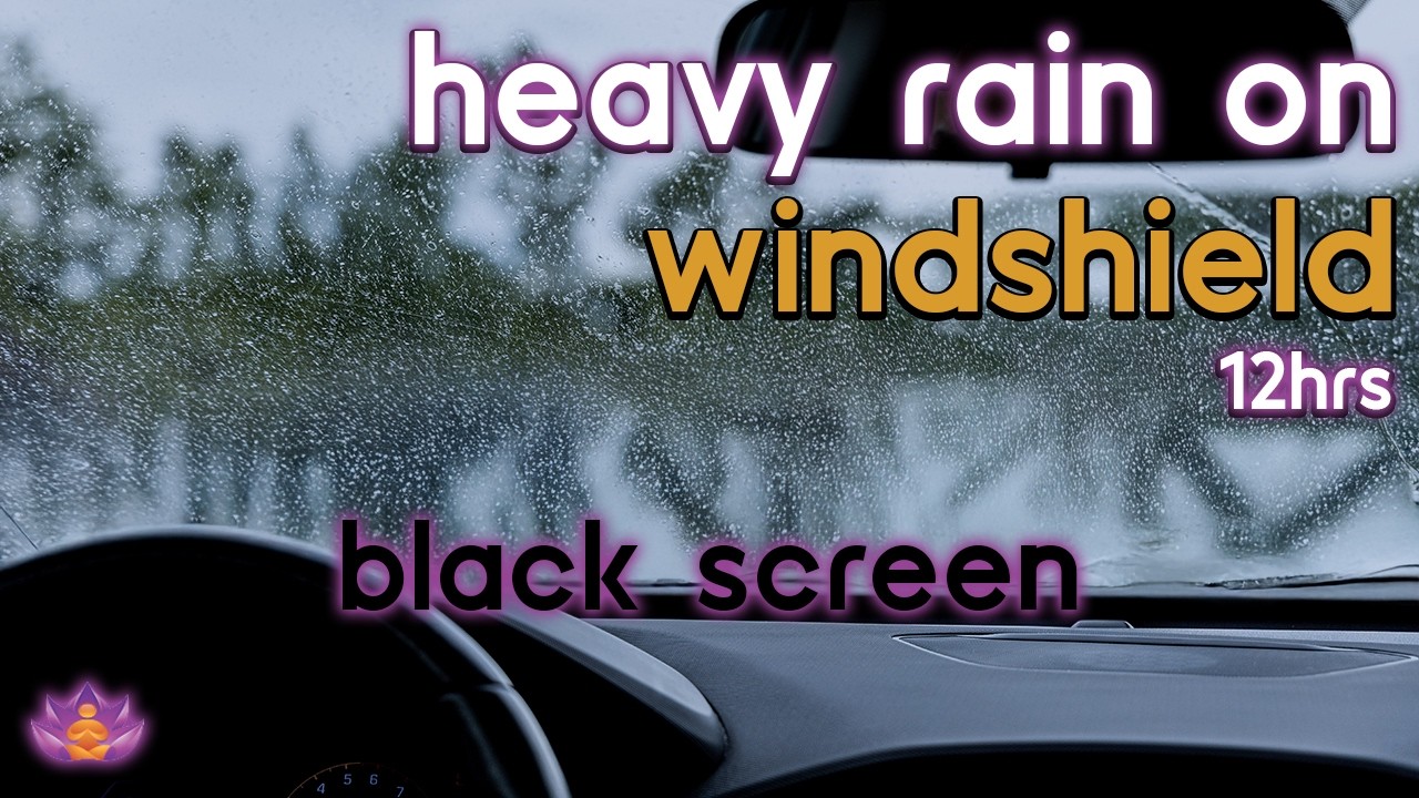 [Black Screen] Sleeping in Parked Car | Heavy Rain on Windshield – No Thunder | Sleep Rain Sounds