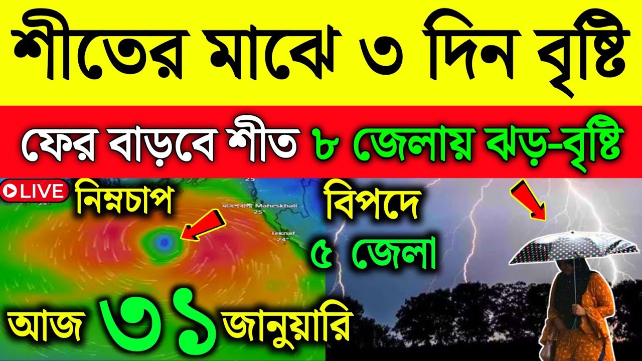 শীতের মাঝে অবশেষে ঝড়-বৃষ্টির সম্ভাবনা ৮ জেলায় | Weather Report Today