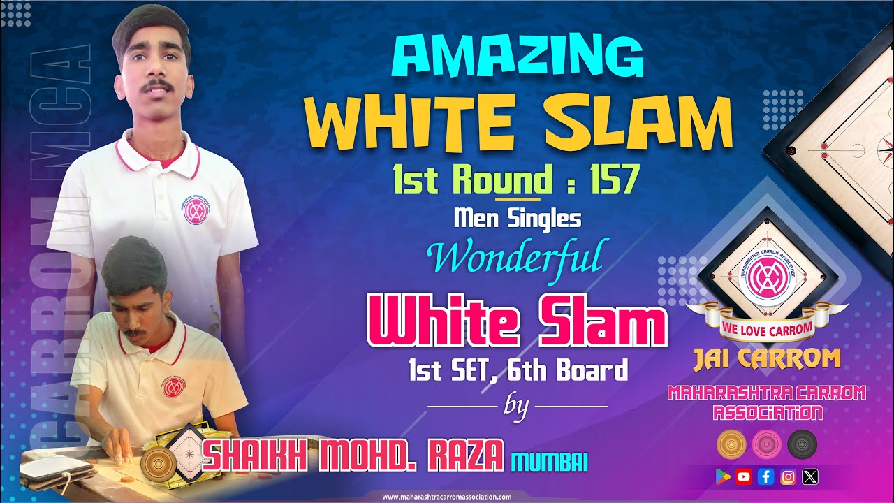 #carrom Amazing White Slam by Shaikh Mohd. Raza (Mumbai) in the 1st Round -157