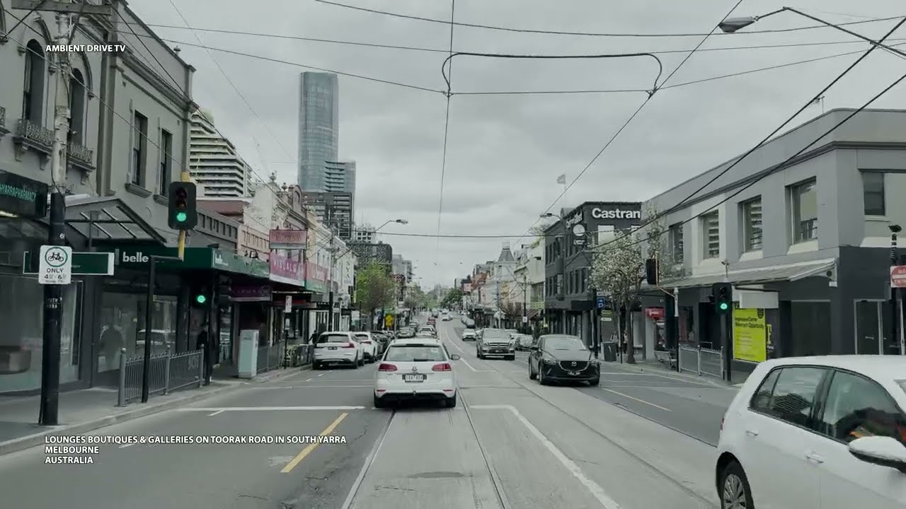 DRIVING MELBOURNE AUSTRALIA 4K - LOUNGES BOUTIQUES & GALLERIES IN SOUTH YARRA - AMBIENT DRIVE TV