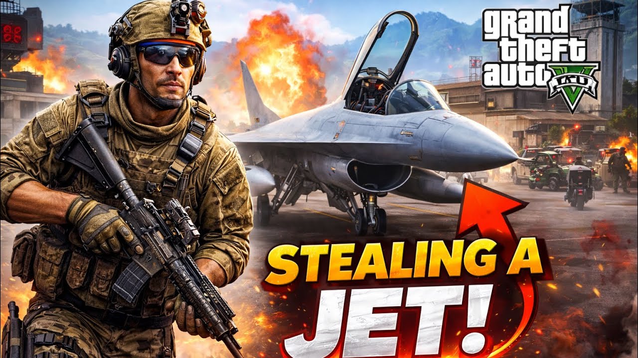 GTA V: How To Steal A Fighter Jet From Military Base #gta5 #gtaonline #gtav 
