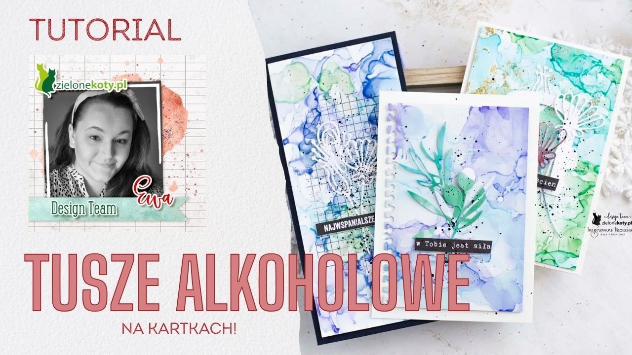 Kartki z użyciem teł z tuszów alkoholowych | Ewa