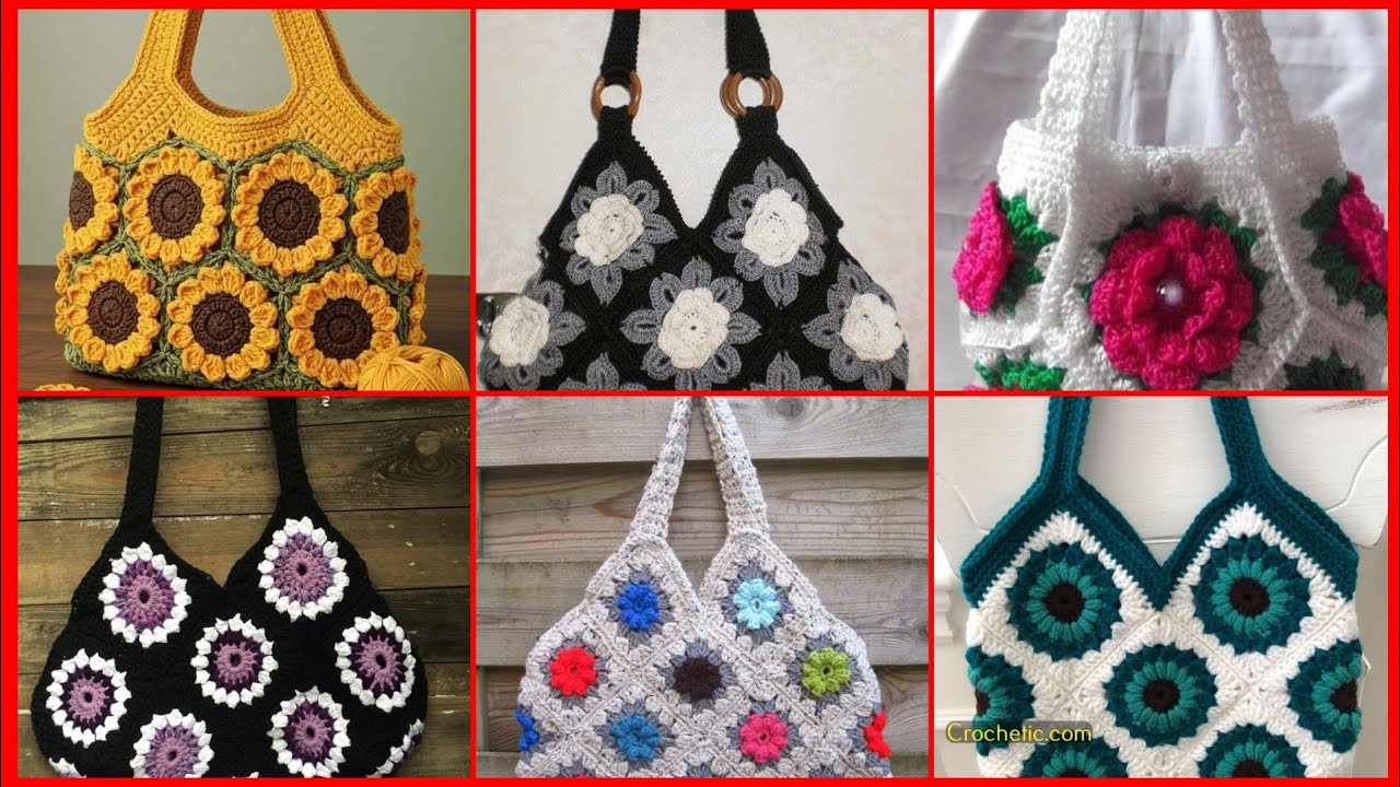 Attractive and Stylish Crochet handmade bags design Ideas #Freepattern #crochet
