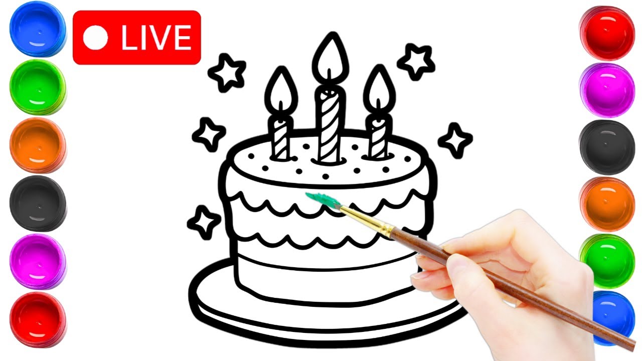 Easy Cake Drawing for kids | CAKE | How to draw a Cake For kids | SANSHIV Drawing TV Live Stream