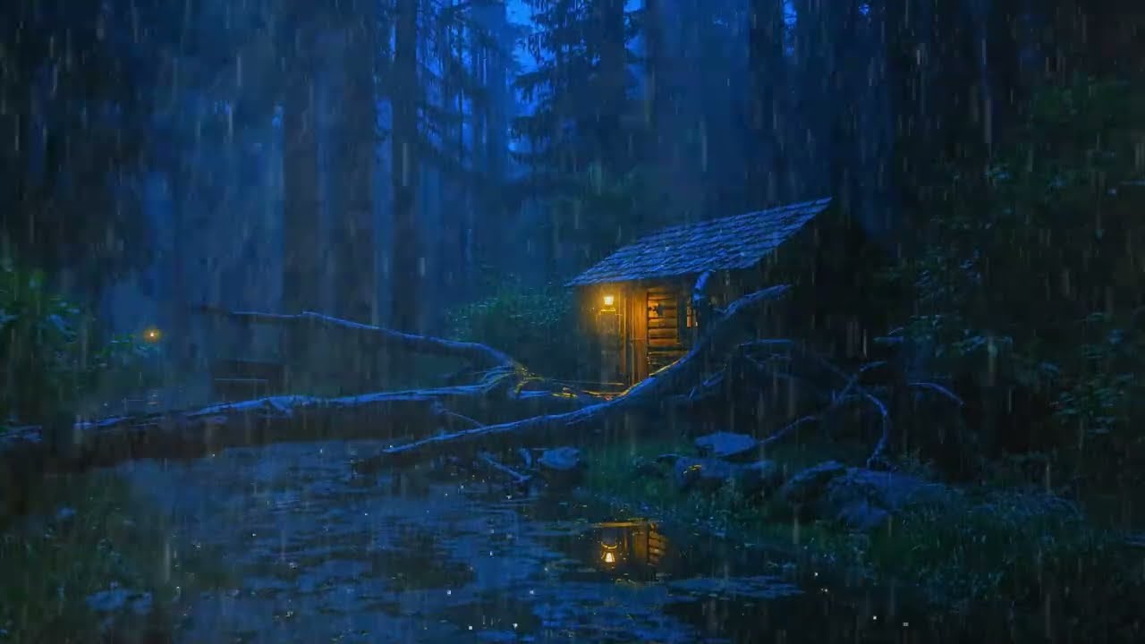 3 Hour of Perfect Rain in a Cozy Cabin | Instantly Fall Asleep