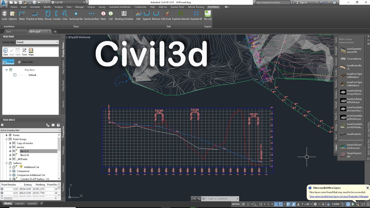 How to draw Existing contour Ground Elevation information in Profile View