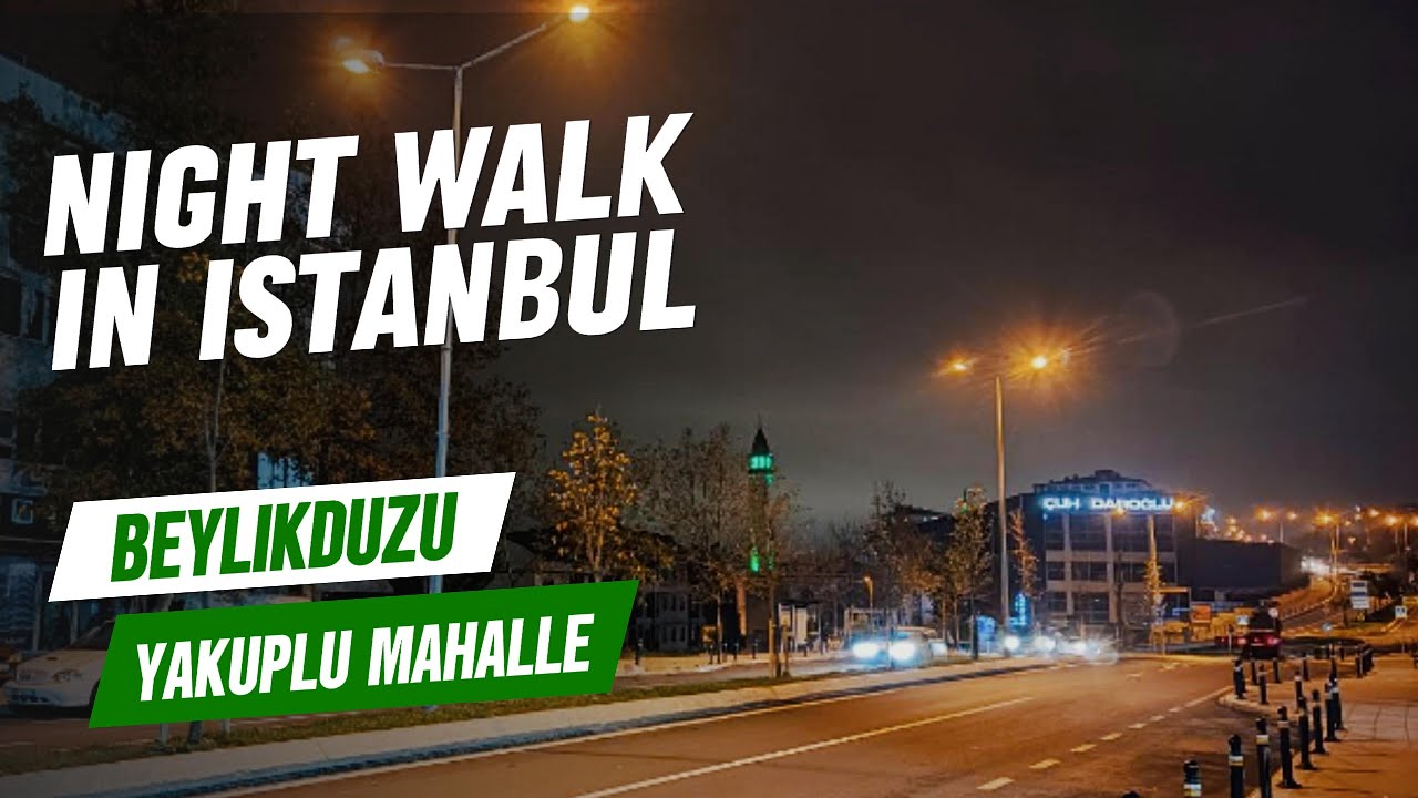 Turkiye Istanbul Beylikdüzü Yakuplu Mahalle area Summer, July, 4K night walking tour