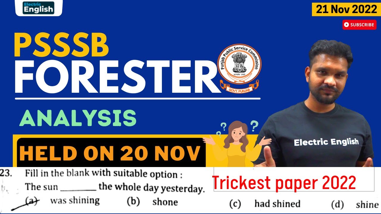 PSSSB Forester Exam Analysis | PSSSB Forester Answer Key 2022 | PSSSB PSSSB Forester Question Paper