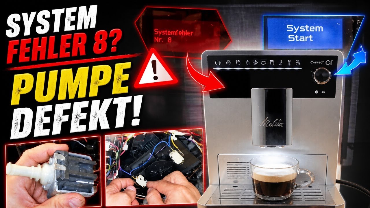 Melitta caffeo Ci Fehlersuche Systemfehler 8  zu Beginn dann System Start zur Defekter Wasserpumpe