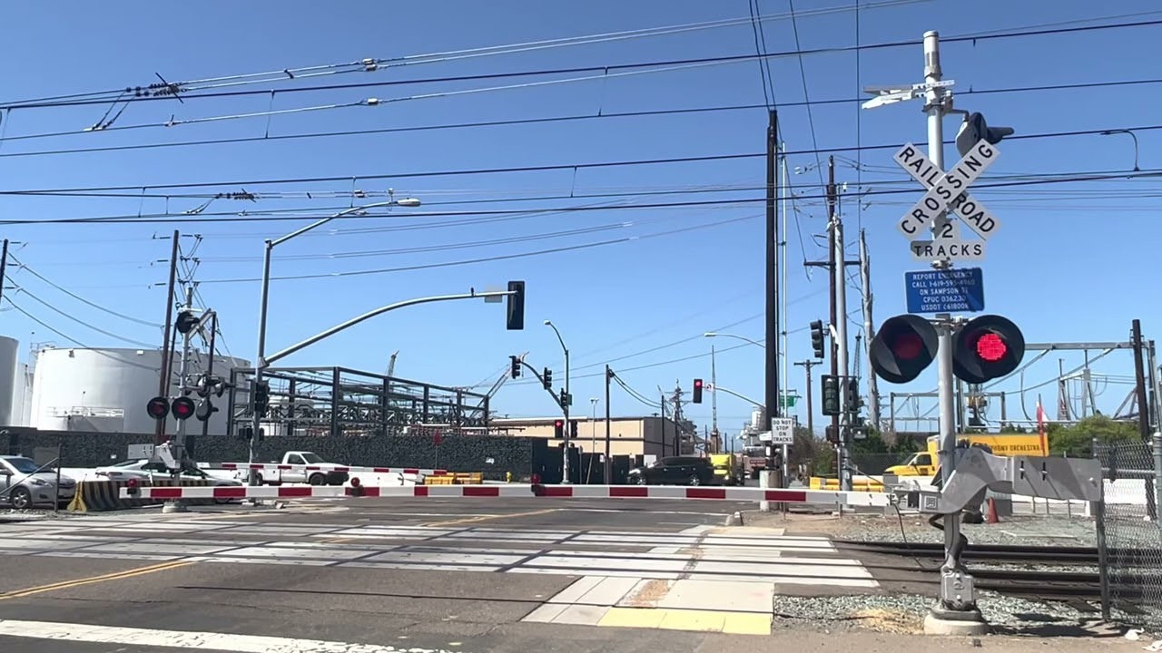 MTS Trolley Light Rail Meet - Sampson St. Railroad Crossing (San Diego CA)