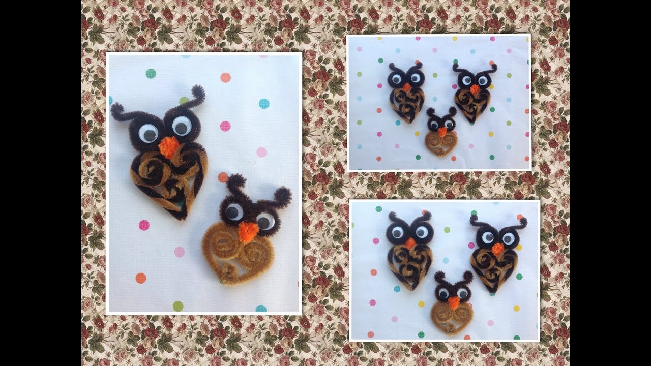 BUHOS HECHOS CON LIMPIA PIPAS.- OWLS MADE WITH PIPE CLEANERS .
