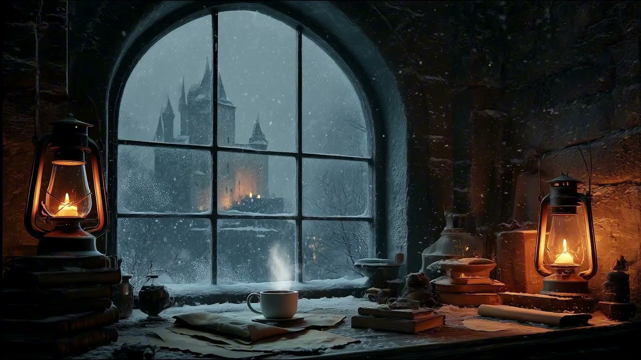 “Letters by the Frosted Window — A Snowy Gothic Night for Reading & Writing |Dark Academia Ambience”