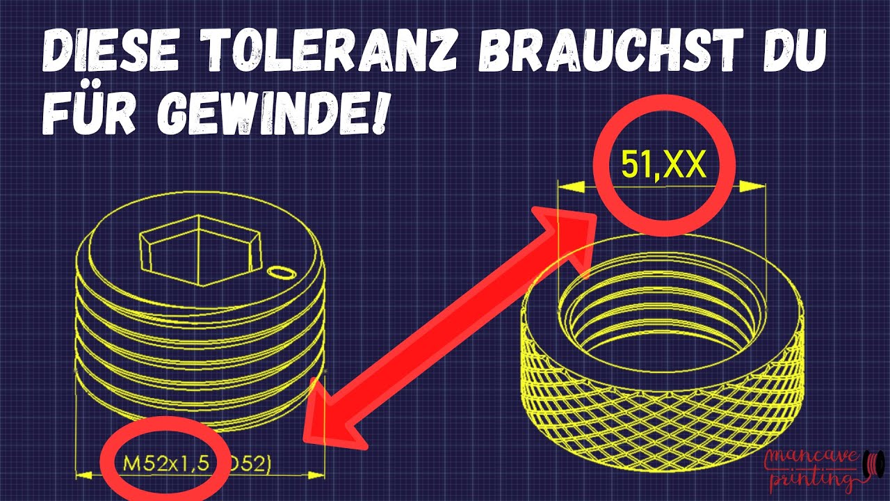 Die perfekte Toleranz für jedes 3D Druck Gewinde!