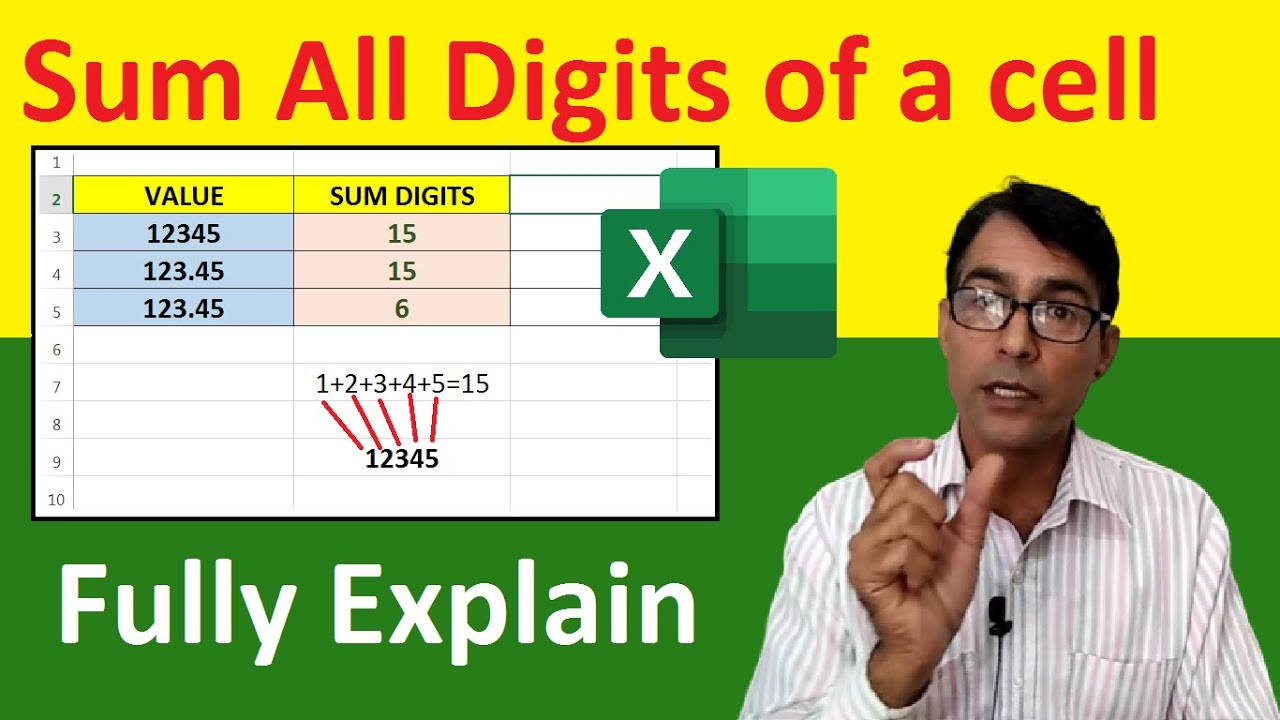 How to sum  digit of each cell only in excel in hindi || Excel Magic Trick SUM digits from string