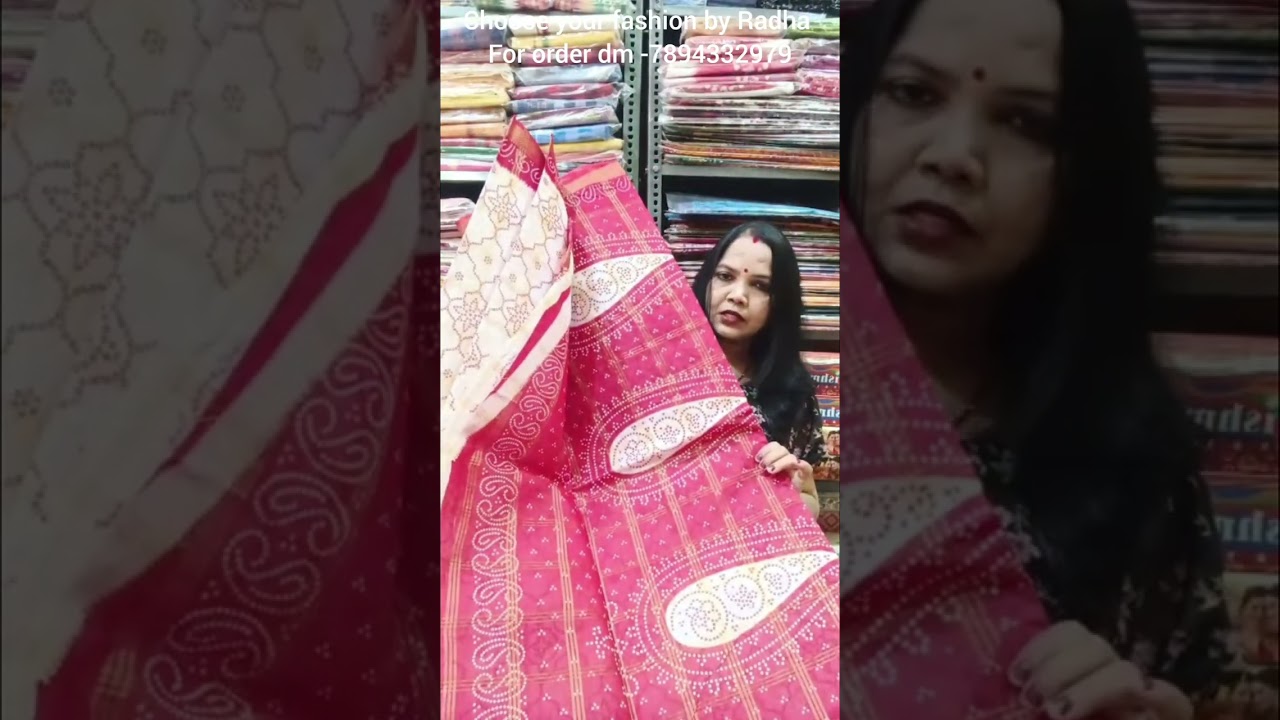 White & Red Karishma cotton saree with BP#for order dm-7894332979#Choose your fashion by Radha 